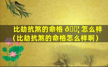 比劫抗煞的命格 🐦 怎么样（比劫抗煞的命格怎么样啊）